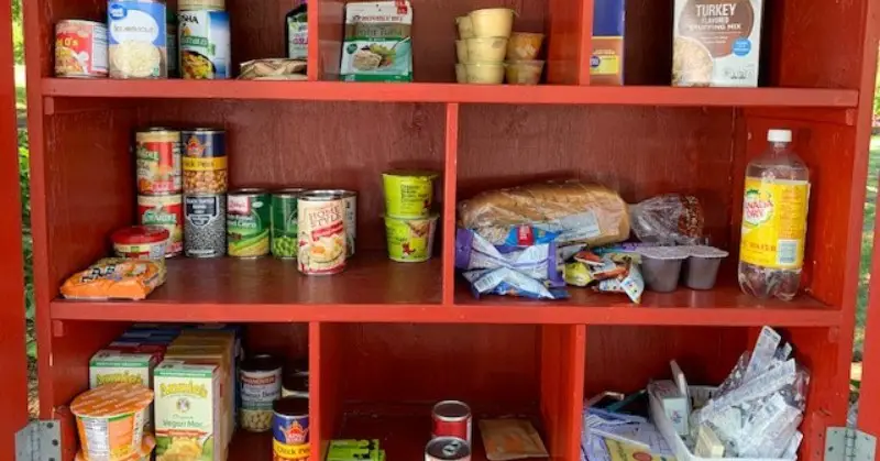 Food items in a community food cupboard